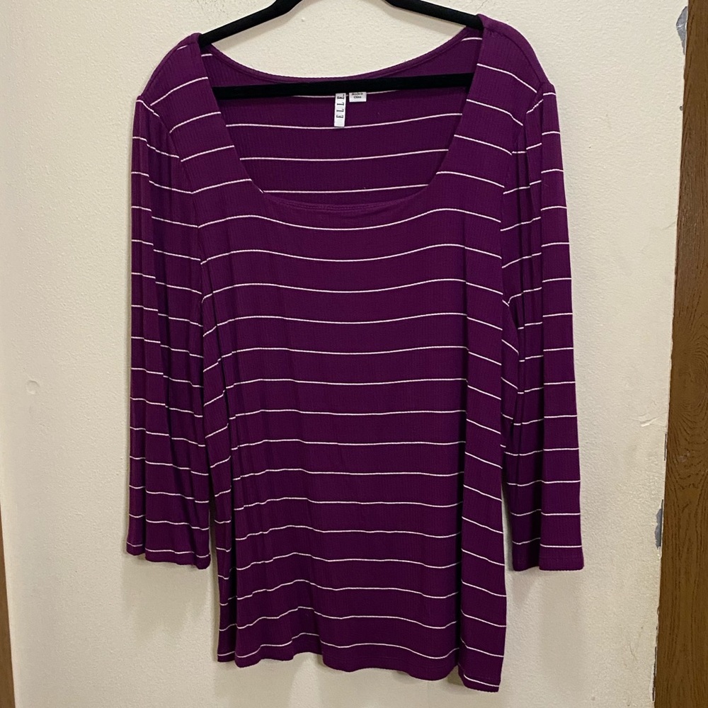 Elle ribbed striped top with square neckline size XXL